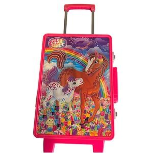 Lisa Frank Pink Rolling Suitcase Vintage Horse Rainbow Hard Shell Kids Luggage